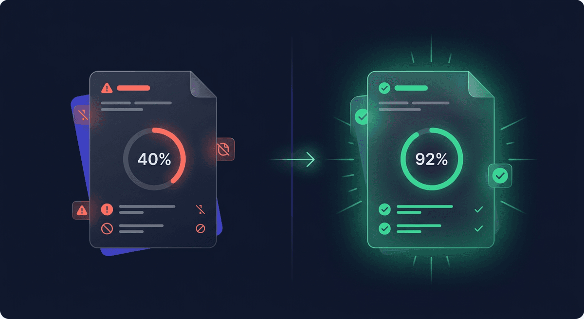 Before and after compliance fix preview